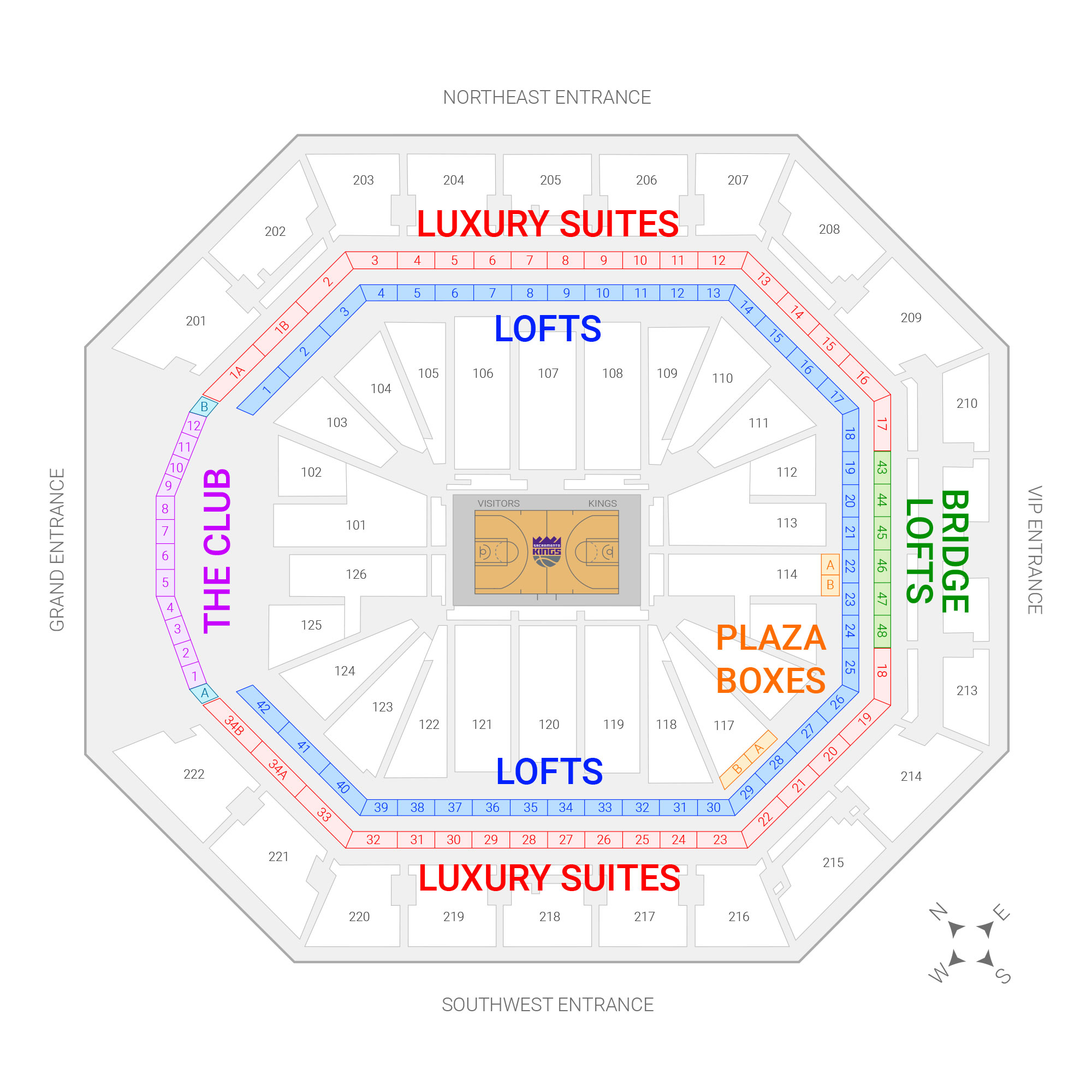 Golden 1 Center / Sacramento Kings Suite Map and Seating Chart