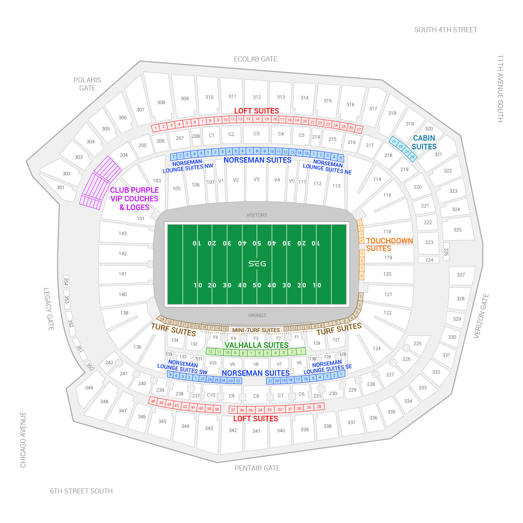 Super Bowl 51 Seating Chart