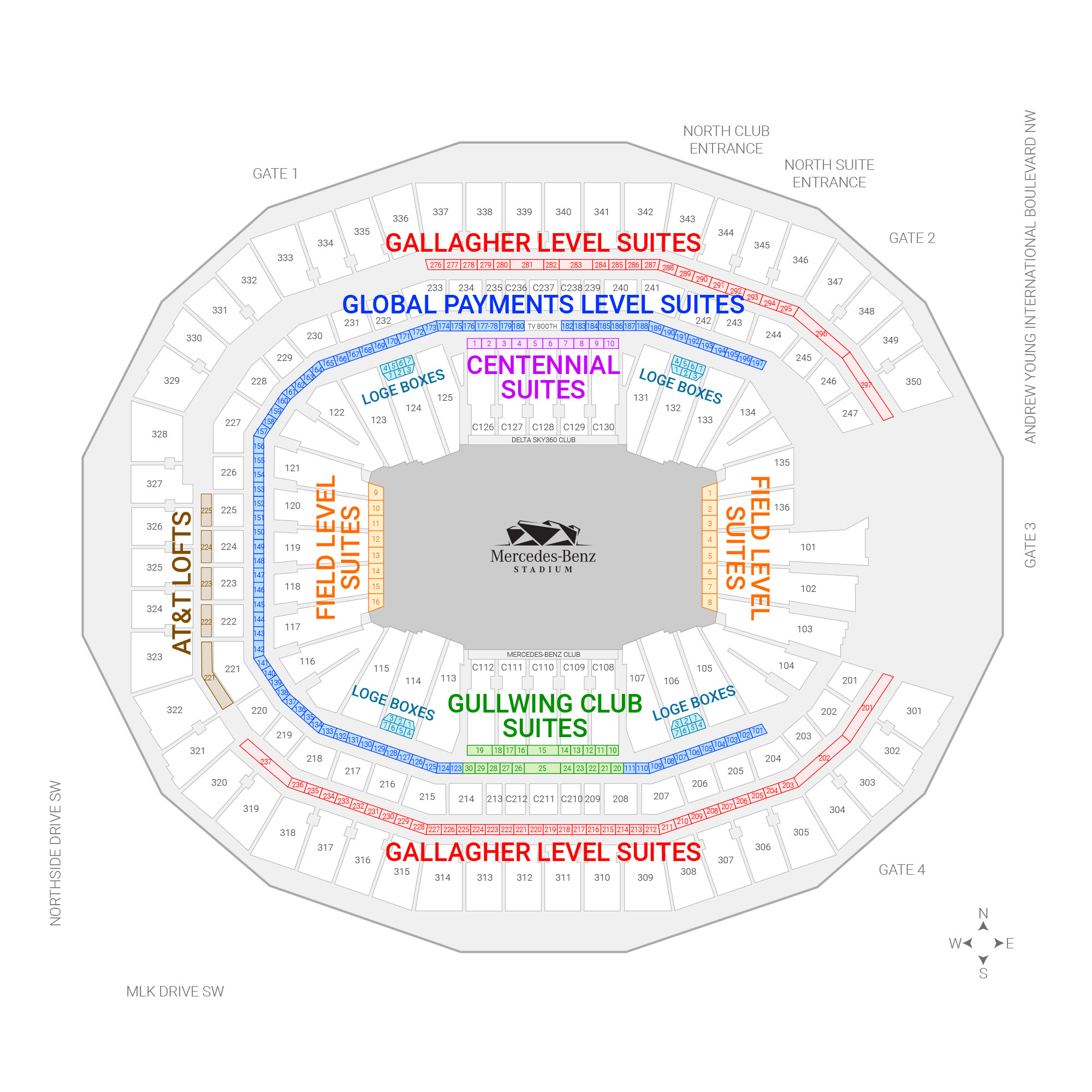 Mercedes-Benz Stadium /  Suite Map and Seating Chart