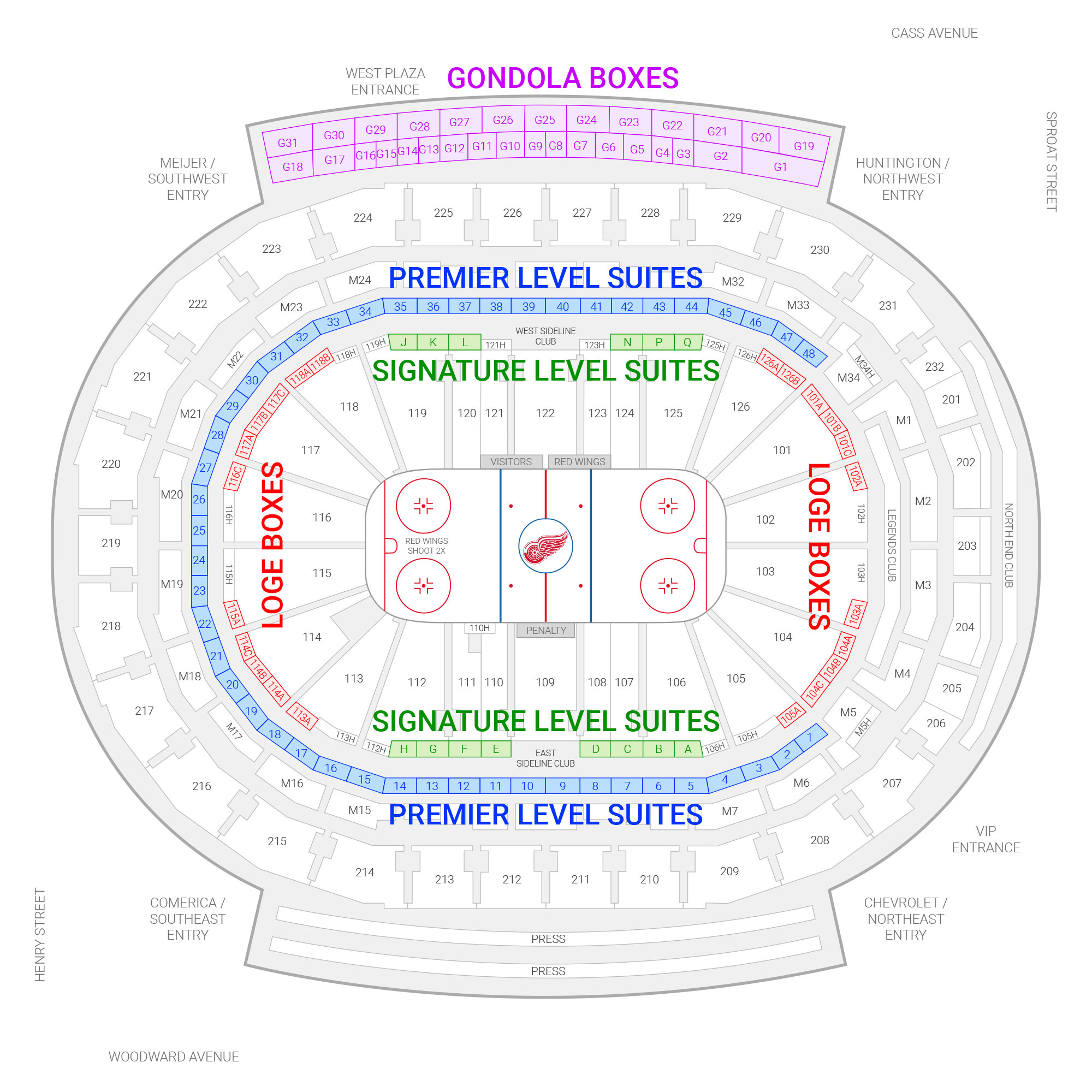 Little Caesars Arena Hockey Seating Chart