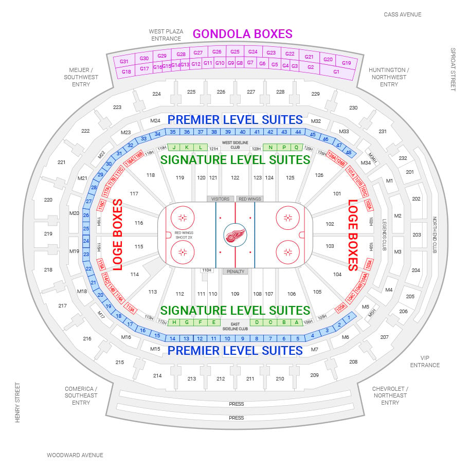 Little Caesars Arena, Detroit MI - Seating Chart View