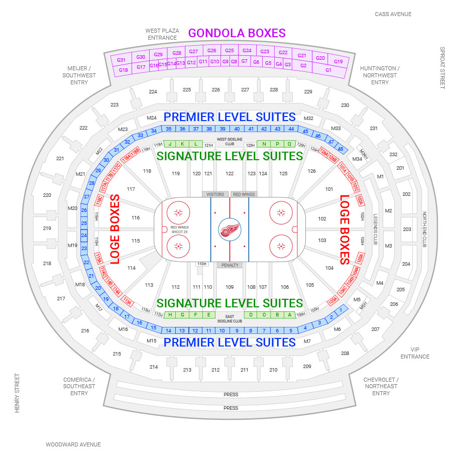 Little Caesars Arena, Detroit MI - Seating Chart View