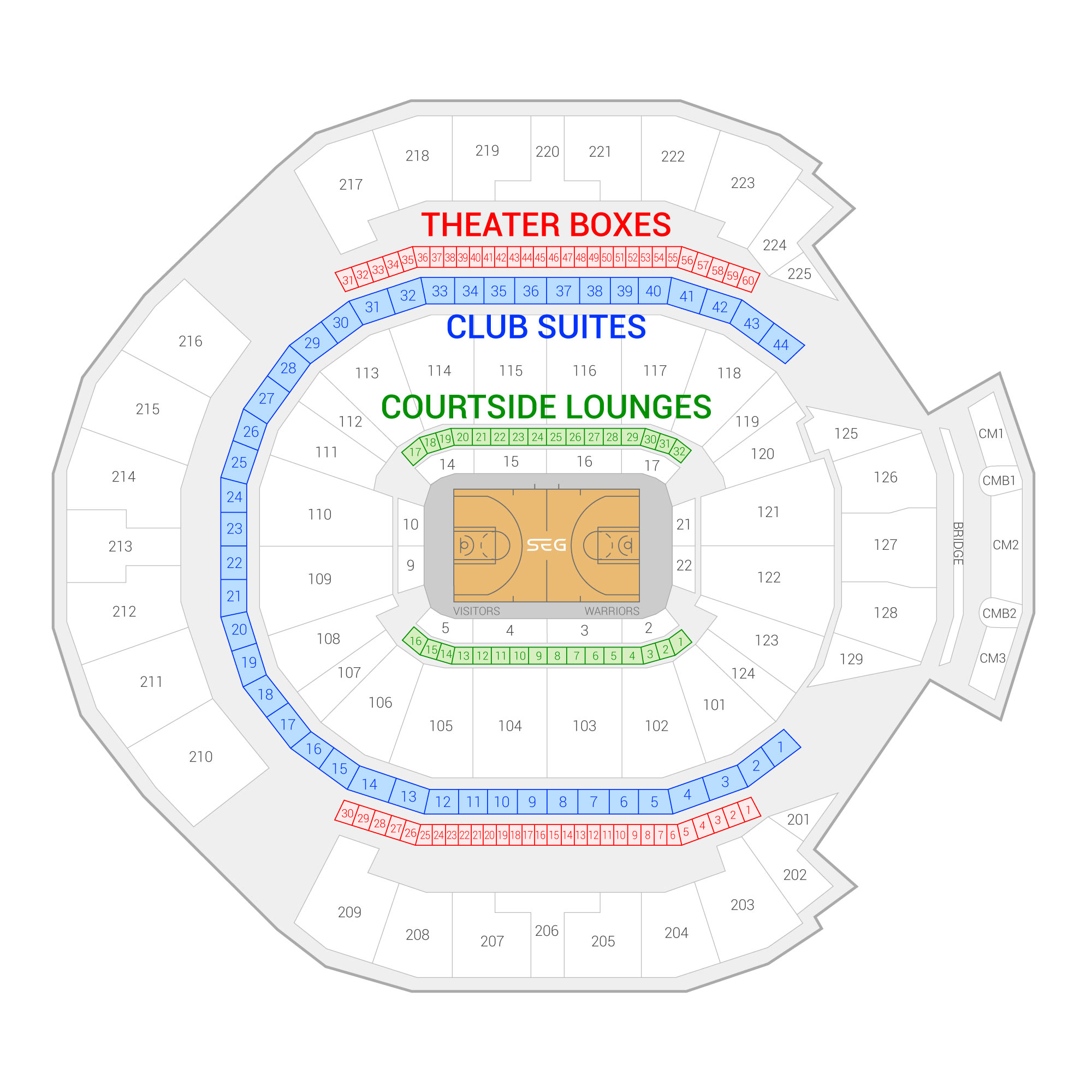 Chase Center /  Suite Map and Seating Chart
