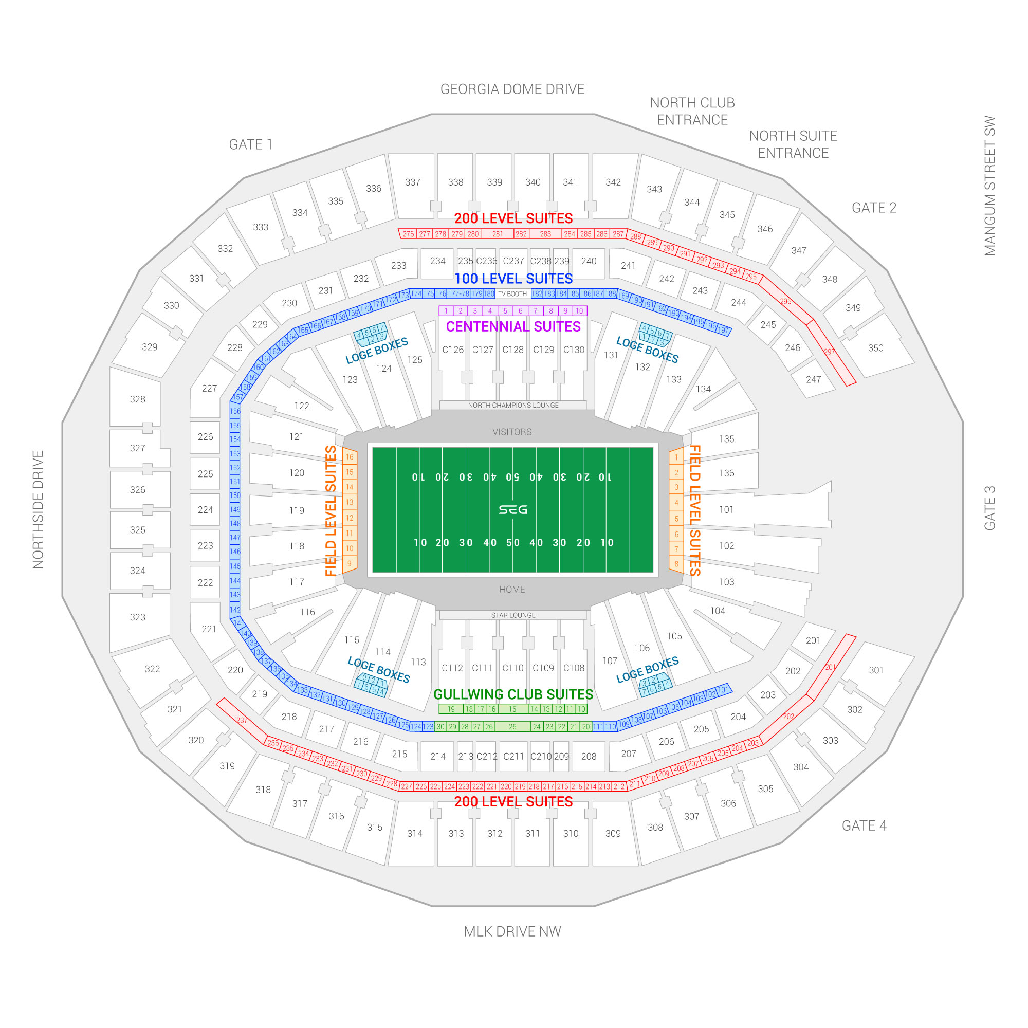 Mercedes-Benz Stadium / SEC Football Championship Suite Map and Seating Chart