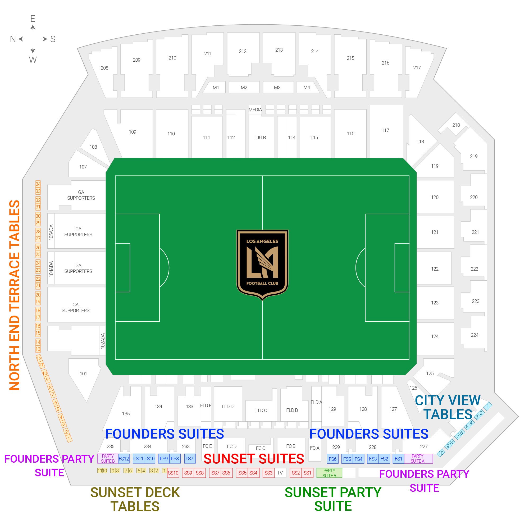 BMO Stadium (Formerly Banc of California Stadium) / Los Angeles FC Suite Map and Seating Chart