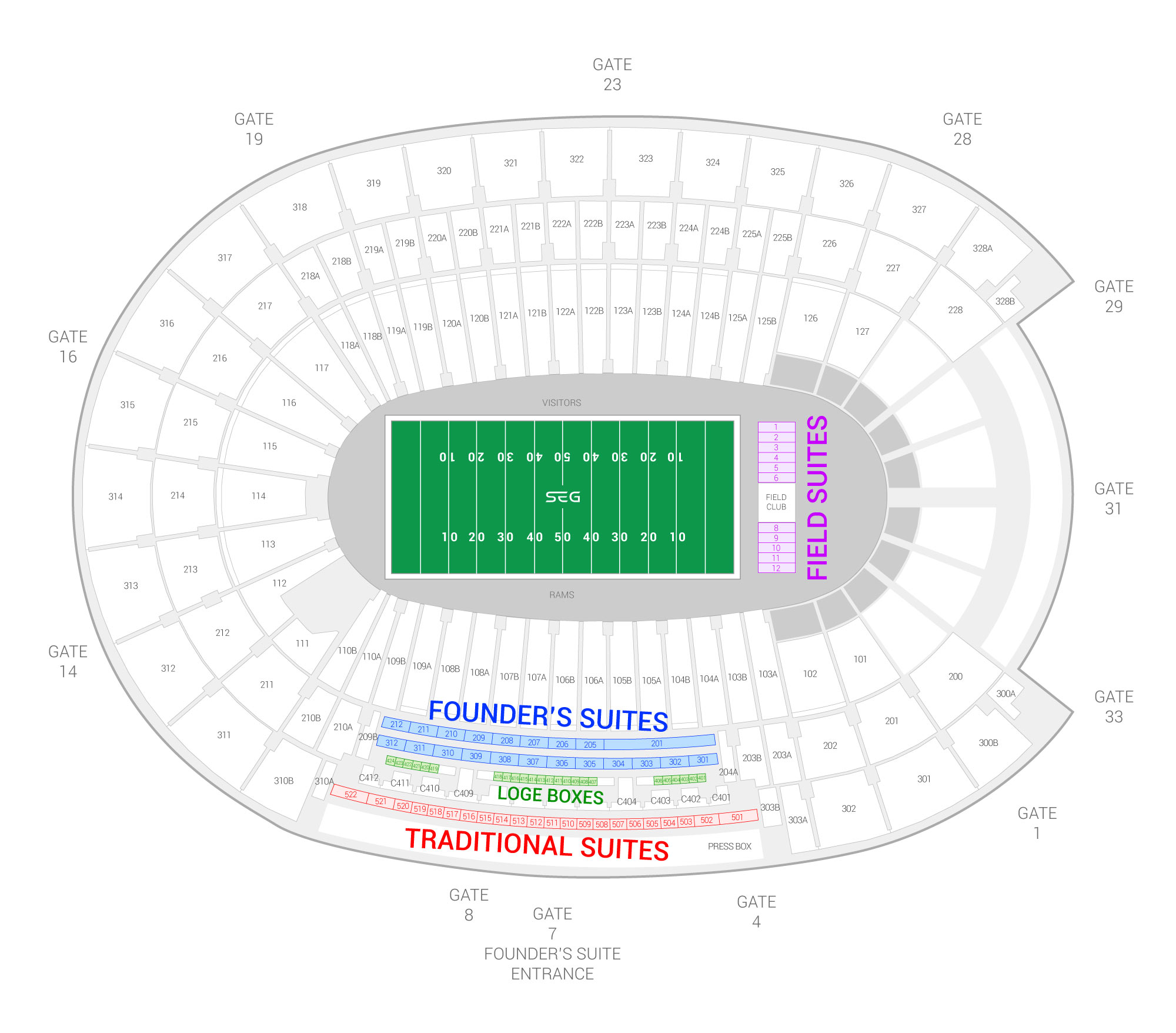 Los Angeles Memorial Coliseum /  Suite Map and Seating Chart