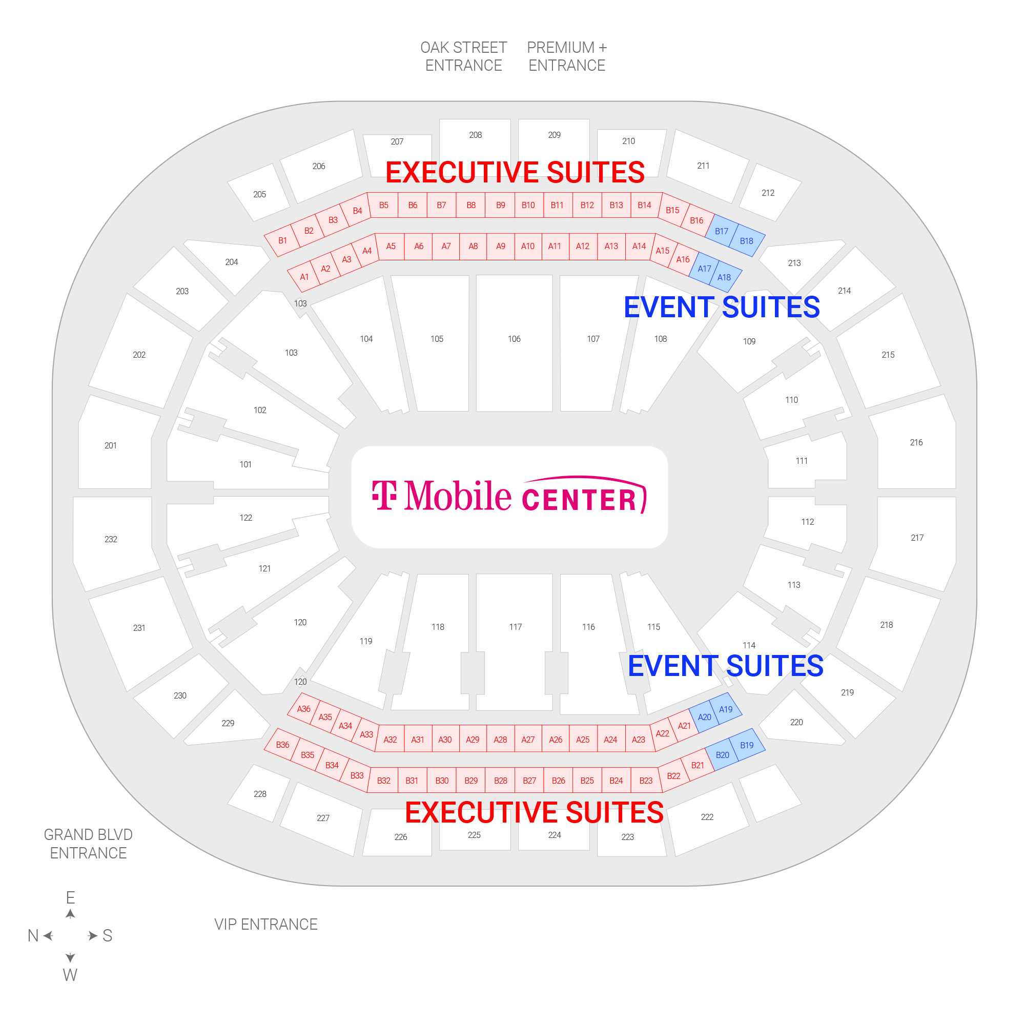 T-Mobile Center /  Suite Map and Seating Chart