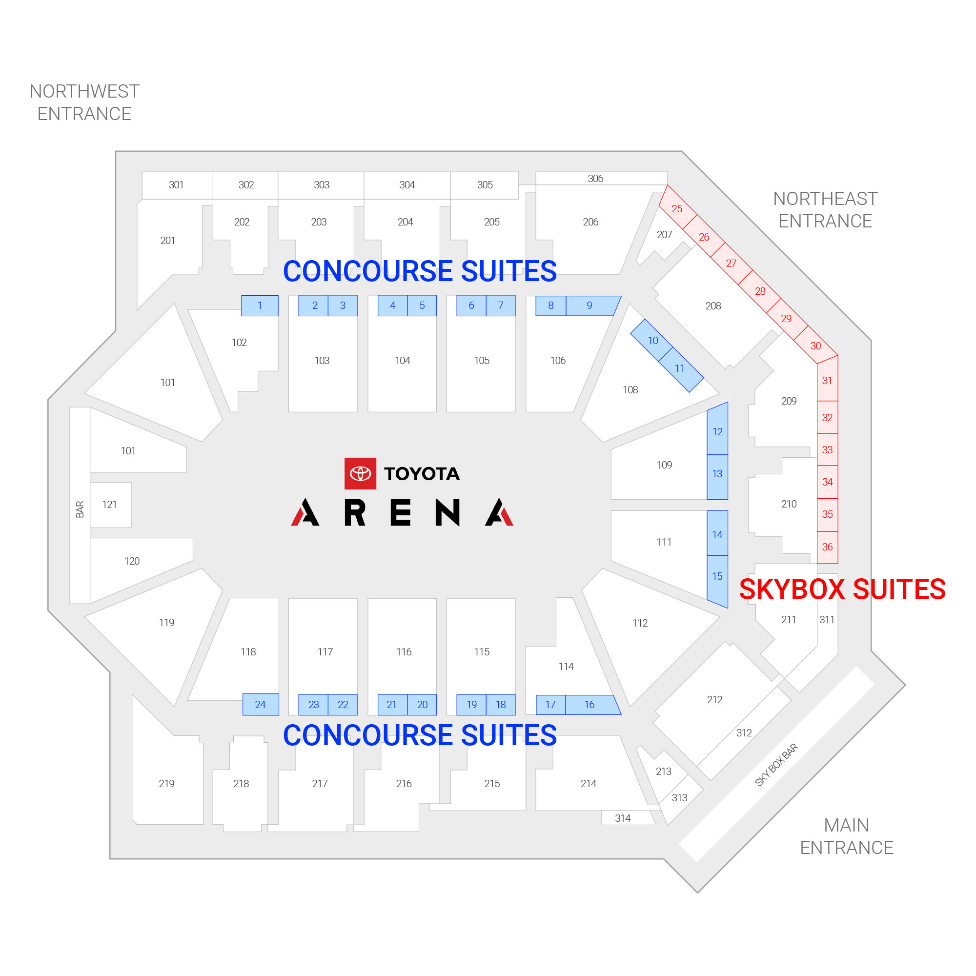 Toyota Arena /  Suite Map and Seating Chart