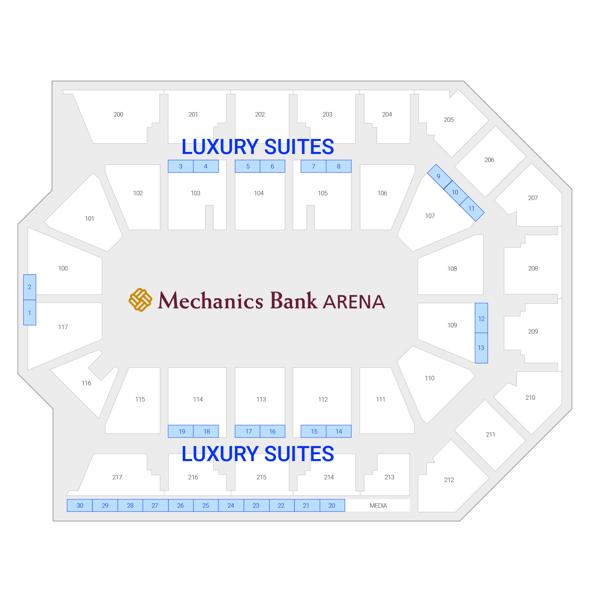 Mechanics Bank Arena /  Suite Map and Seating Chart