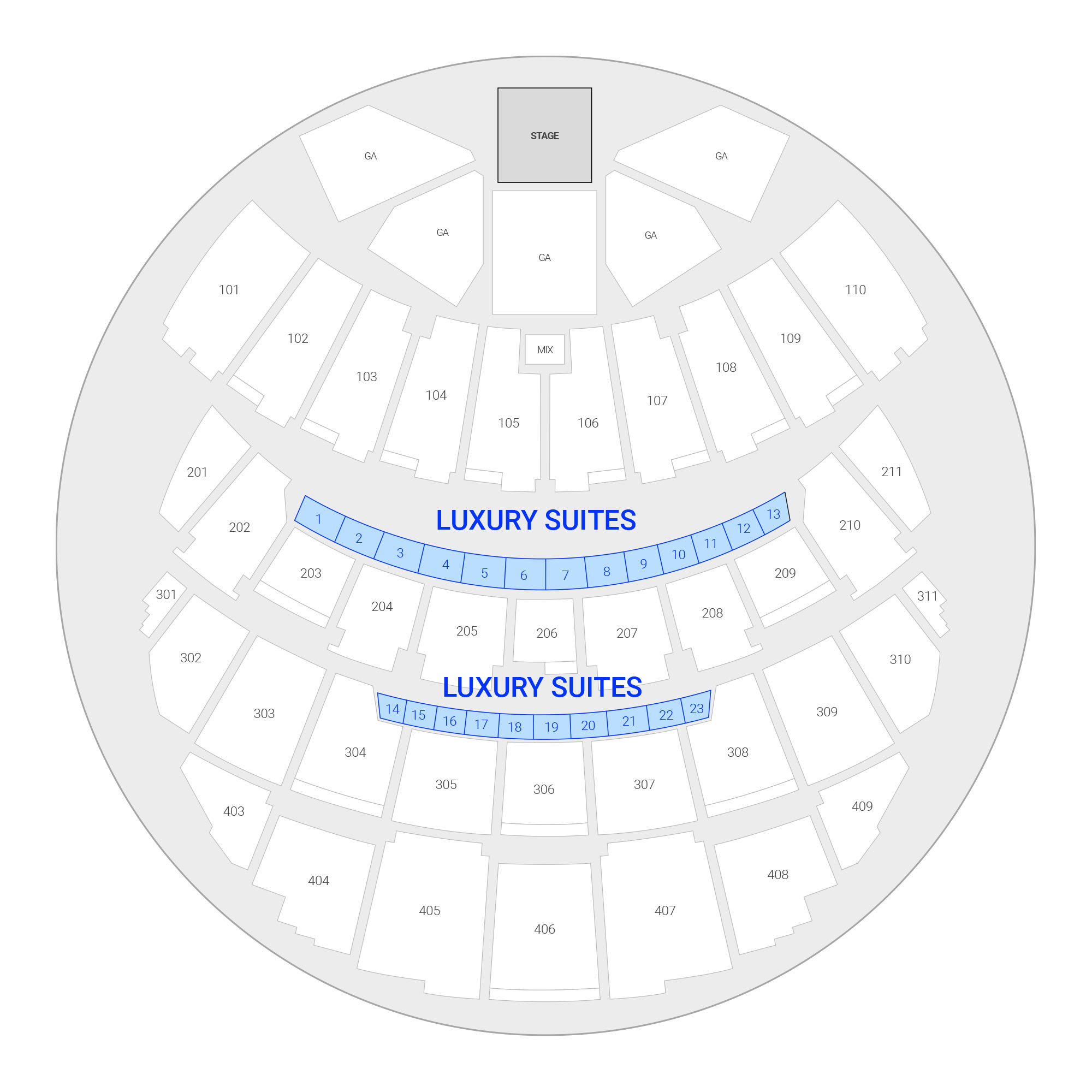 Sphere /  Suite Map and Seating Chart