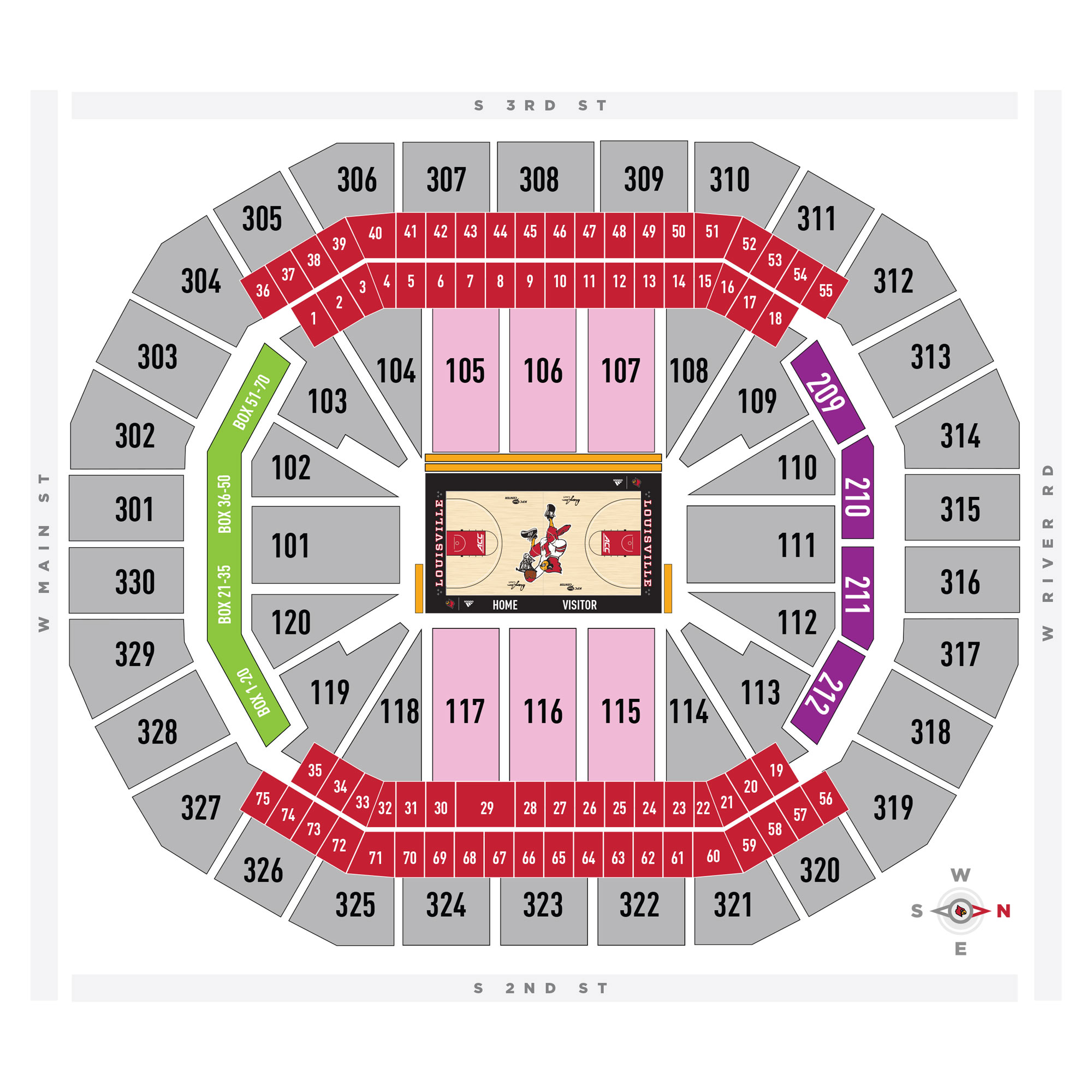 KFC Yum! Center /  Suite Map and Seating Chart
