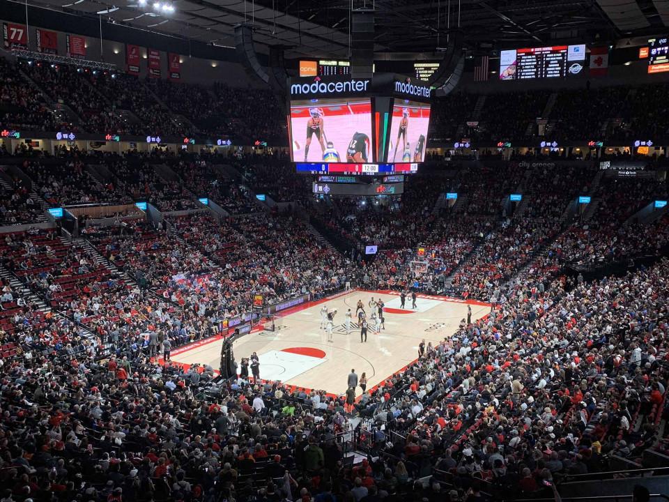 Moda Center seat & row numbers detailed seating chart, Portland 