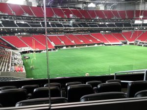 The view from a suite at the newly built Mercedes-Benz Stadium 